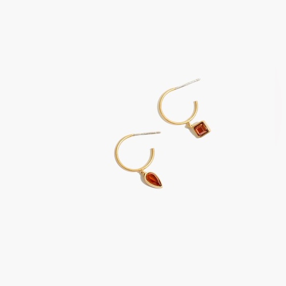 Madewell Mismatch Glass Charm Mini Hoop Earrings